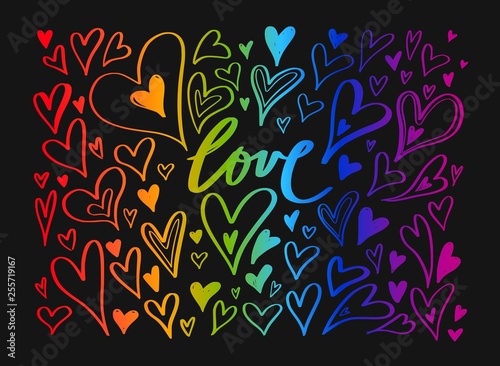 LGBT flag against homosexual discrimination. Vector hand drawn background