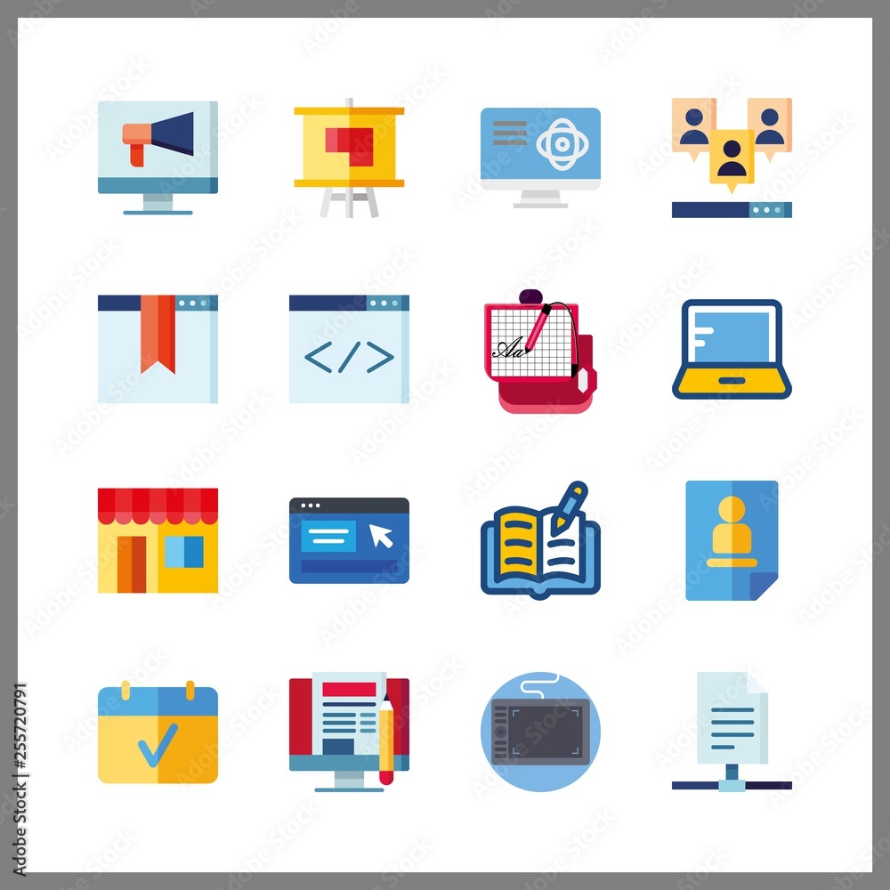 16 notebook icon. Vector illustration notebook set. plan and curriculum icons for notebook works 16 notebook icon. Vector illustration notebook set. plan and curriculum icons for notebook works