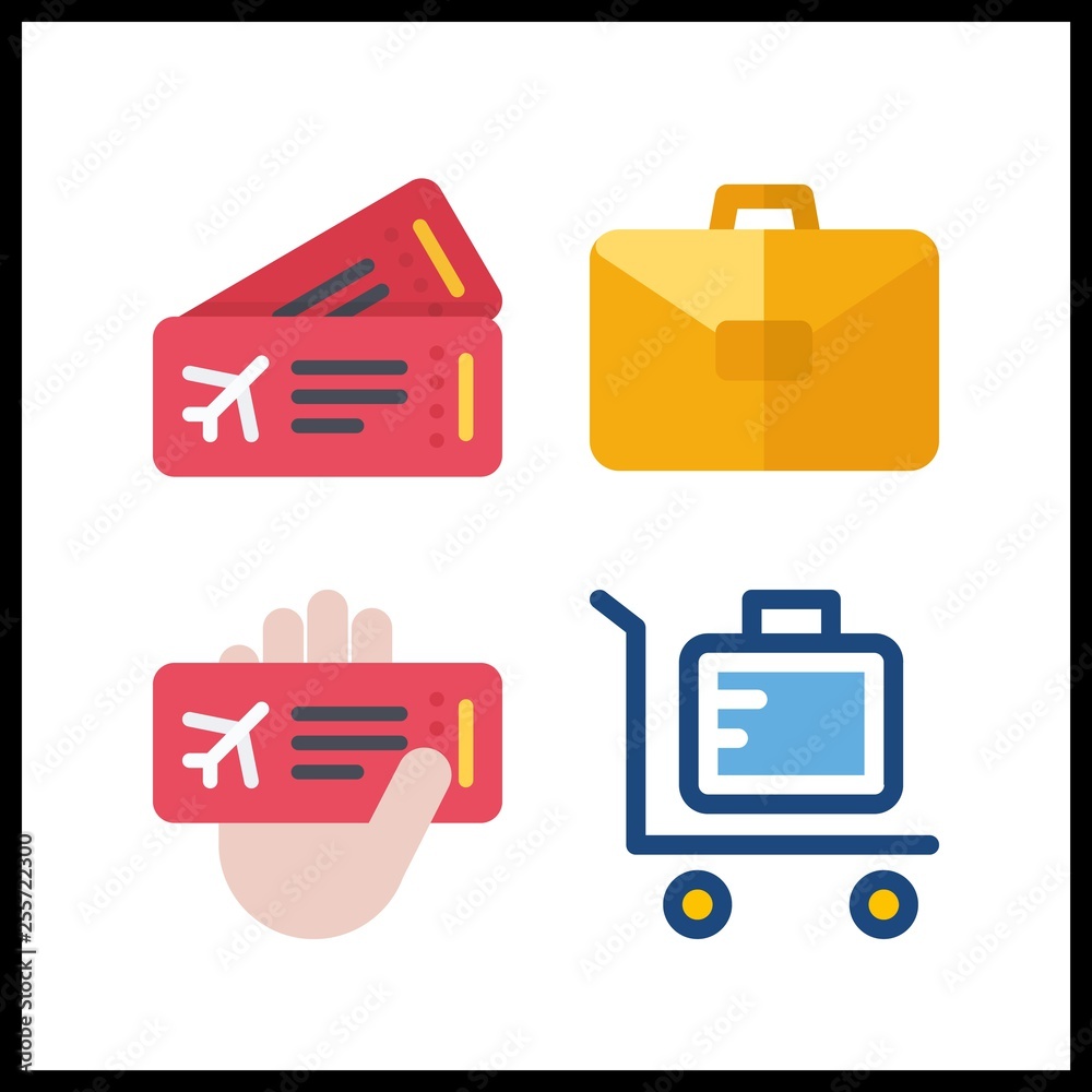 4 plane icon. Vector illustration plane set. suitcase and plane ticket icons for plane works 4 plane icon. Vector illustration plane set. suitcase and plane ticket icons for plane works