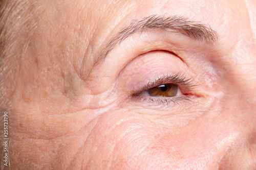 Macro of wrinkled woman eye