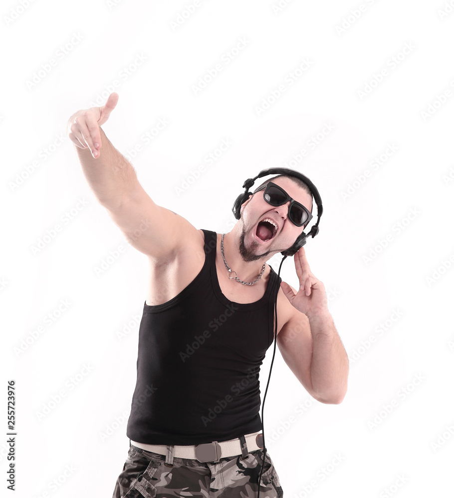 Urban Fashion Model. Hipster Hip Hop DJ Street dance style.