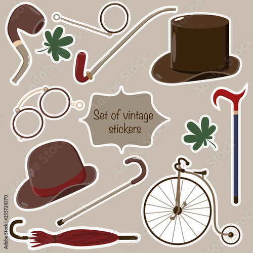 set of vintage stickers for gentleman - vector illustration, eps