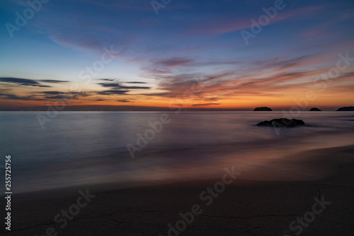 Beautiful sunset on the island of Ko Chang, Lonely Beach, Thailand. © faustasyan