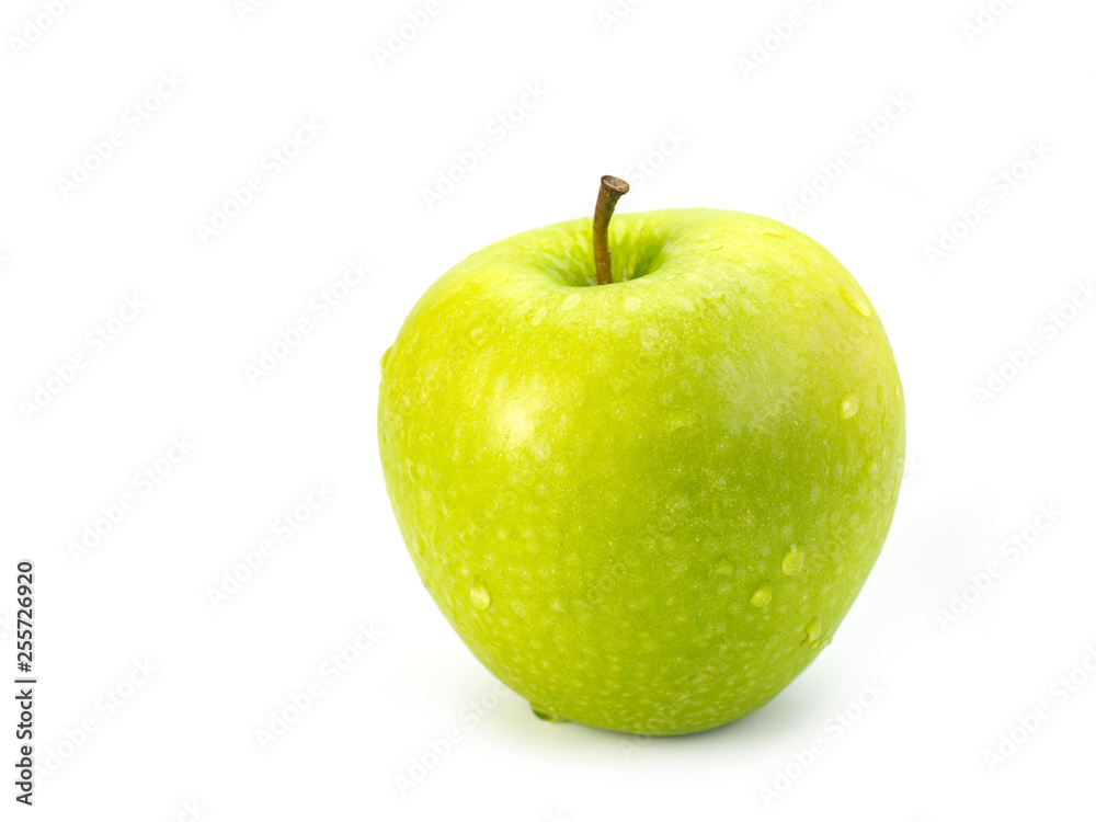 green apple fruit on white background. .