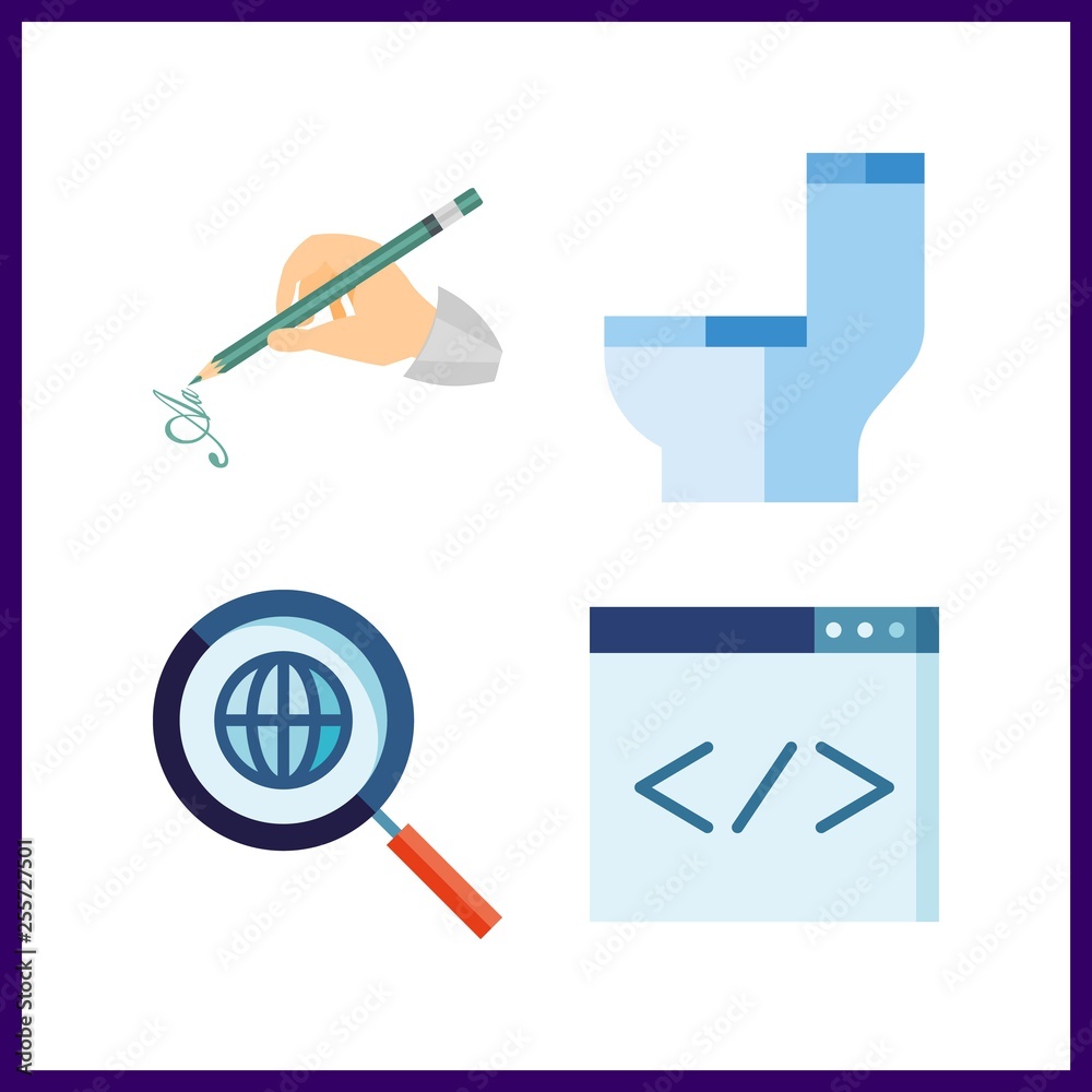 4 text icon. Vector illustration text set. search engine and handwrite icons for text works 4 text icon. Vector illustration text set. search engine and handwrite icons for text works