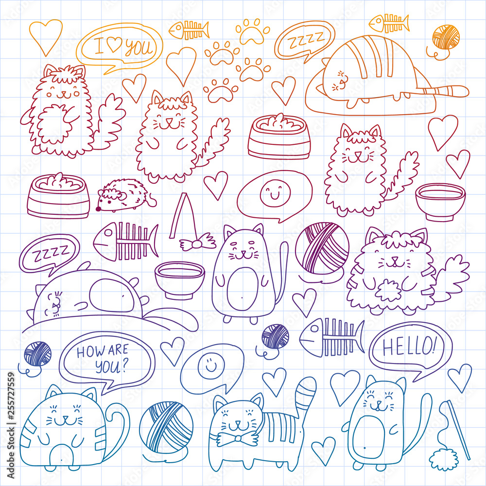 Vector pattern with cute little cats and kittens for children. Vector pattern with cute little cats and kittens for children.