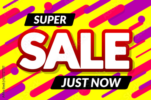 Super sale banner on dynamic background. Vector illustration design.