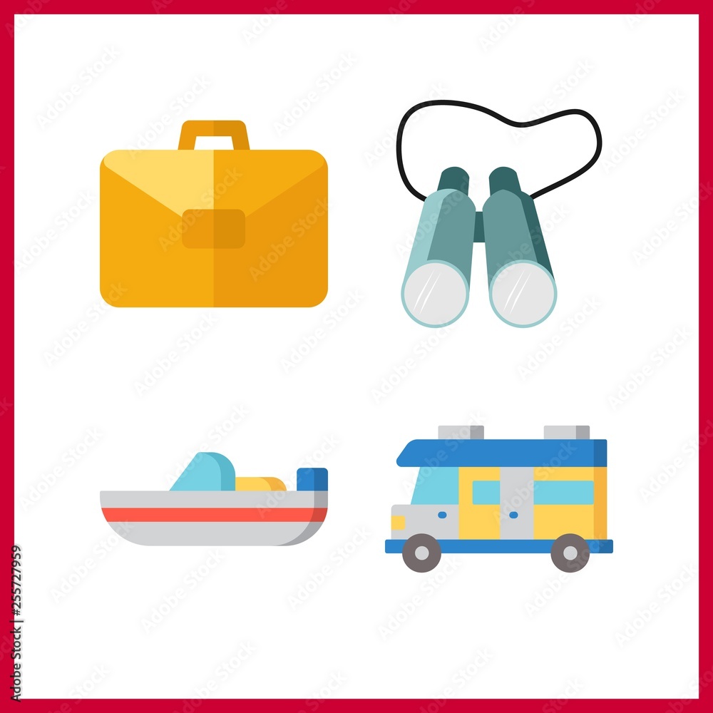 4 trip icon. Vector illustration trip set. suitcase and binoculars icons for trip works 4 trip icon. Vector illustration trip set. suitcase and binoculars icons for trip works