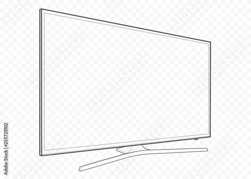 hand drawn vector isolated plasma and oled tv or television for watching films and playing games with console on transparent background