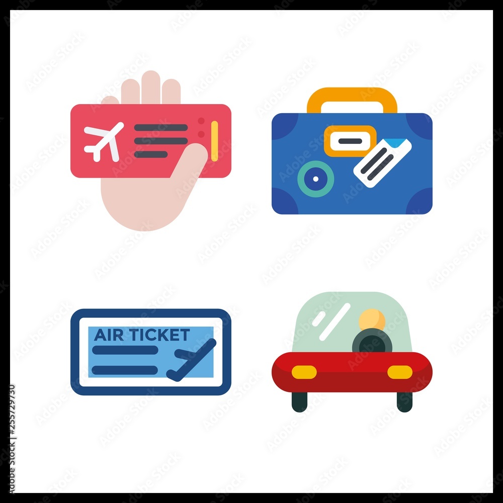4 plane icon. Vector illustration plane set. suitcase and plane ticket icons for plane works
