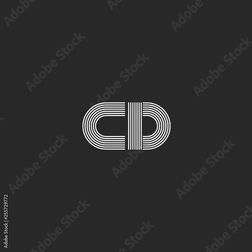 Initials monogram CD logo combination two capital letters C and D minimalist style mark emblem, thin lines geometric shapes