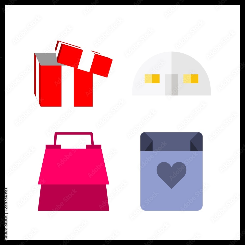 4 package icon. Vector illustration package set. bag and shopping bag icons for package works 4 package icon. Vector illustration package set. bag and shopping bag icons for package works