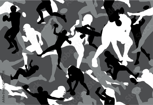 vector background of American Football Players grey camouflage pattern