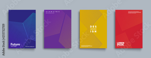 Minimal annual report design vector collection. Halftone texture cover templates set. Eps10 vector.
