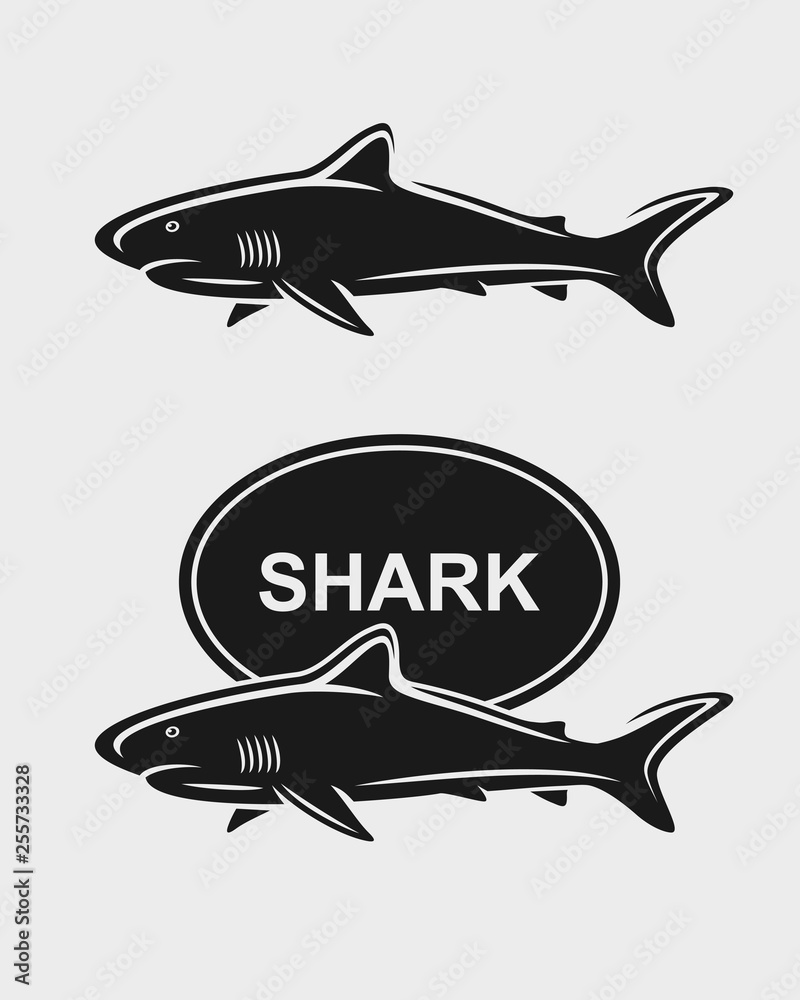 Naklejka Shark set. Isolated icons shark. Vector
