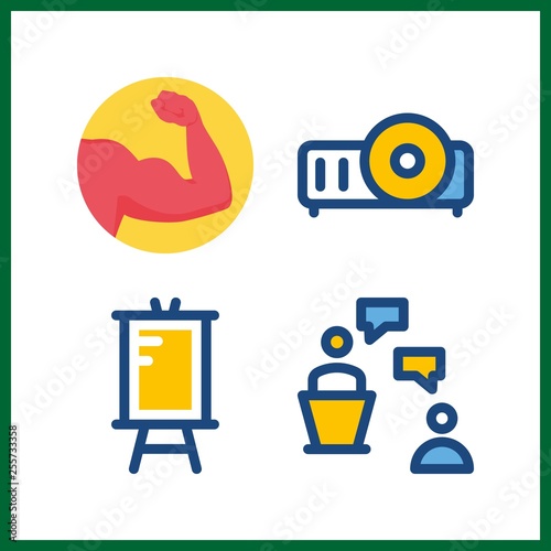 4 training icon. Vector illustration training set. presentation and lecture icons for training works