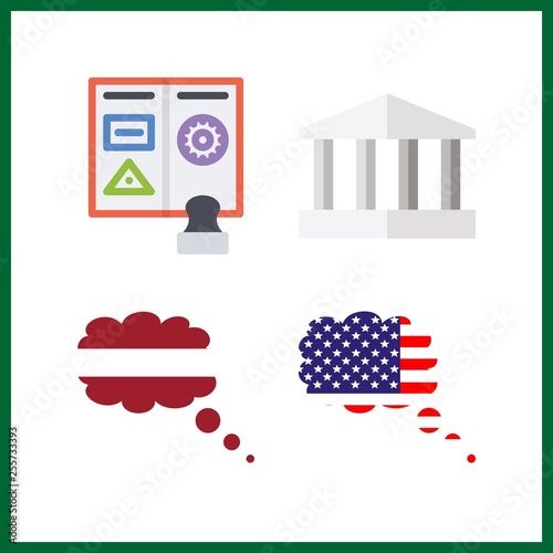 4 national icon. Vector illustration national set. latvia and passport icons for national works