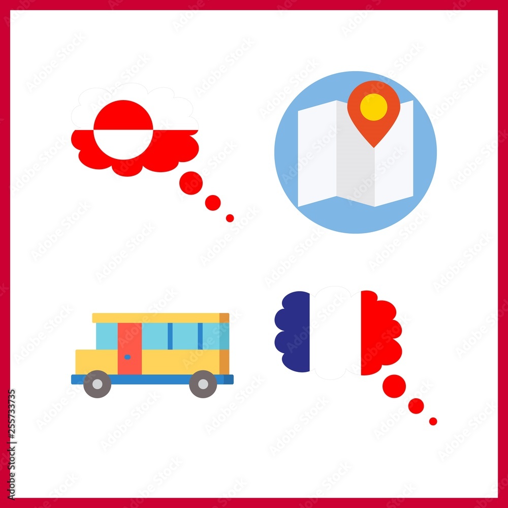 4 tour icon. Vector illustration tour set. grandland and map icons for ...