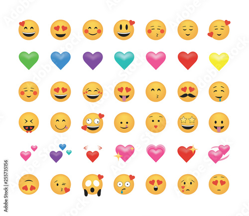 Set of love emoticon vector