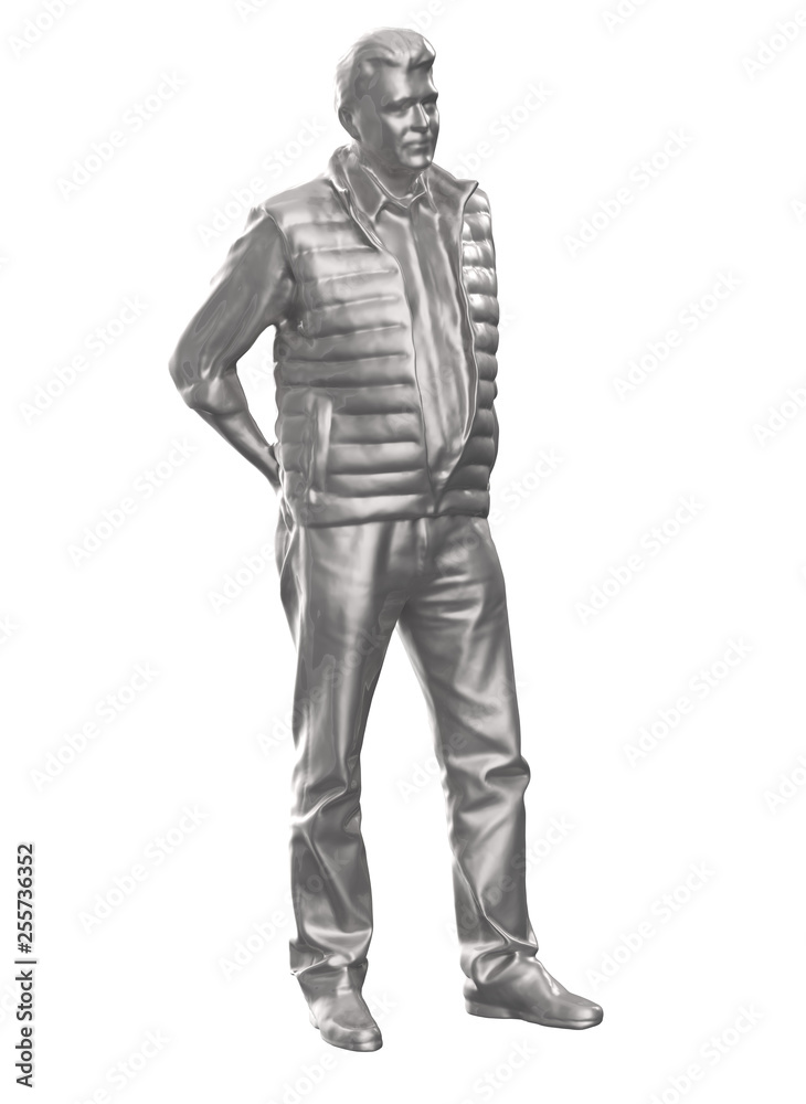 Man standing silhouette, people on White background, 3d render Man standing silhouette, people on White background, 3d render