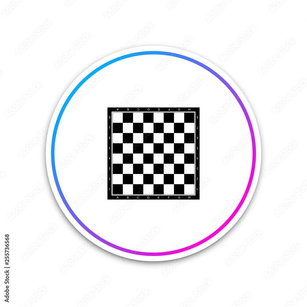 Chess board icon isolated on white background. Ancient Intellectual board game. Circle white button. Vector Illustration Chess board icon isolated on white background. Ancient Intellectual board game. Circle white button. Vector Illustration