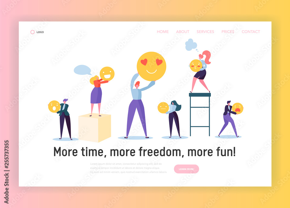 Good Teamwork Organization Concept Landing Page Funny Male And Female Character Holding Smiley In Hand Happy Business Manager People Website Or Web Page Flat Cartoon Vector Illustration Stock Vector Adobe Stock