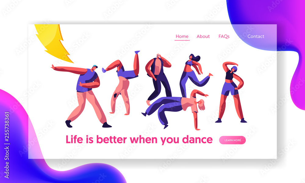 Disco Guy Freestyle Dancing Landing Page. Youth People, Boy and Girl Active Motion Together. Activity Lifestyle on Street Concert Website or Web Page. Flat Cartoon Vector Illustration Disco Guy Freestyle Dancing Landing Page. Youth People, Boy and Girl Active Motion Together. Activity Lifestyle on Street Concert Website or Web Page. Flat Cartoon Vector Illustration