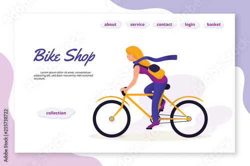 Bike Shop flat vector landing page template