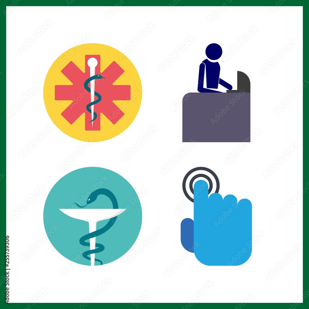 4 counter icon. Vector illustration counter set. tap and reception icons for counter works 4 counter icon. Vector illustration counter set. tap and reception icons for counter works