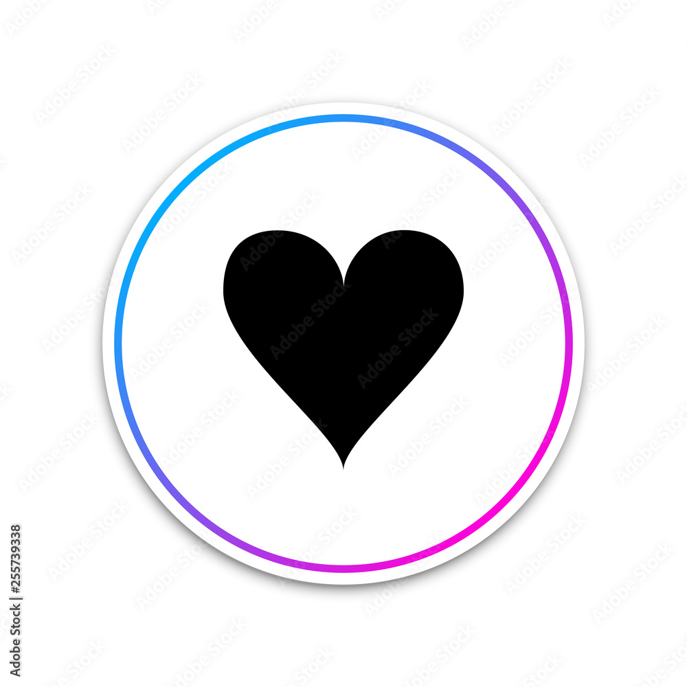 Heart icon isolated on white background. Love symbol. Valentine's Day sign. Circle white button. Vector Illustration Heart icon isolated on white background. Love symbol. Valentine's Day sign. Circle white button. Vector Illustration