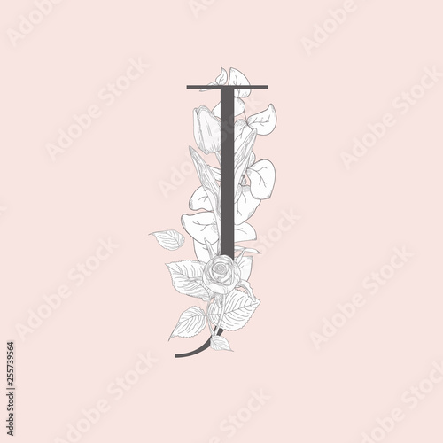 Vector Blooming Floral Elegant J Monogram and Logo