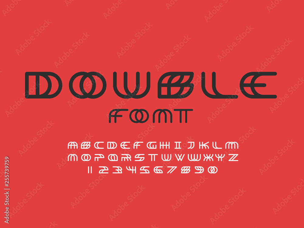  Double font. Vector alphabet letters 