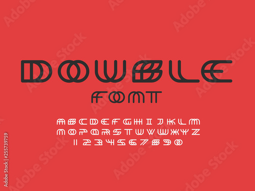 Double font. Vector alphabet letters 