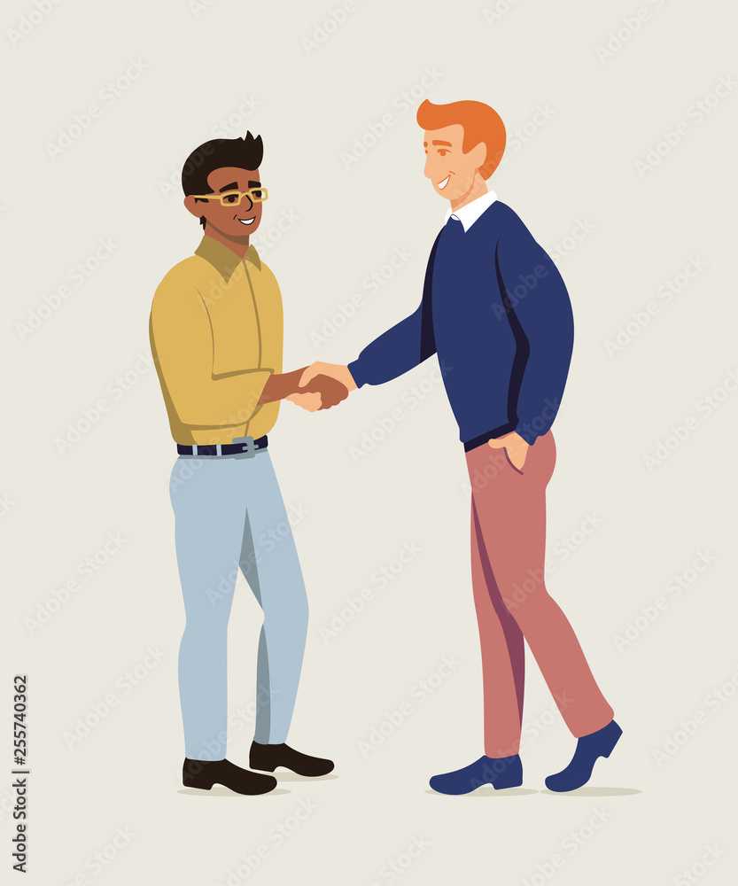 Business partners shaking hands flat illustration