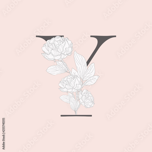 Vector Blooming Floral Initial Y Monogram and Logo