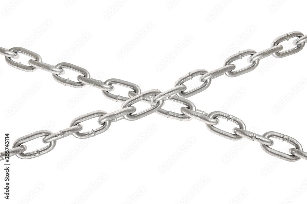 Crossed x chains isolated on white background Crossed x chains isolated on white background