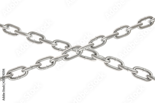 Crossed x chains isolated on white background