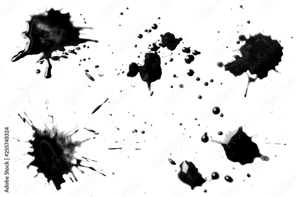 Fototapeta premium Set of black blots, isolated on white background