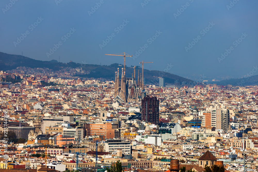 City Of Barcelona Aerial View Cityscape