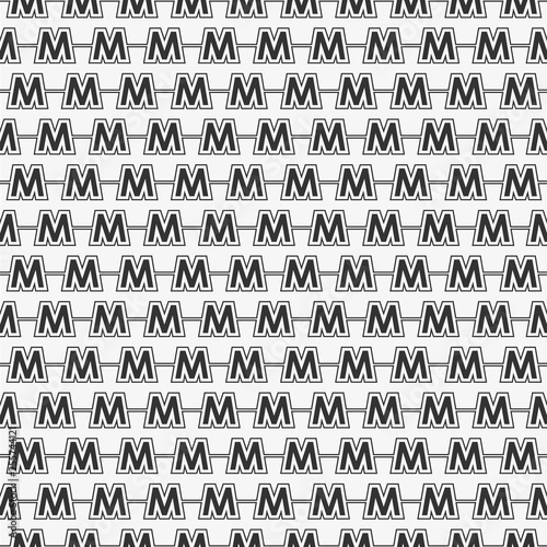 Vector seamless pattern of alphabet letter M