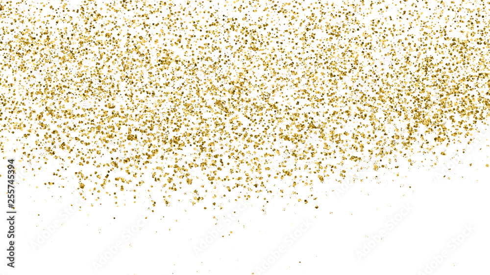 Gold Glitter Texture Isolated On White. Amber Particles Color. Celebratory Background. Golden Explosion Of Confetti. Vector Illustration, Eps 10.