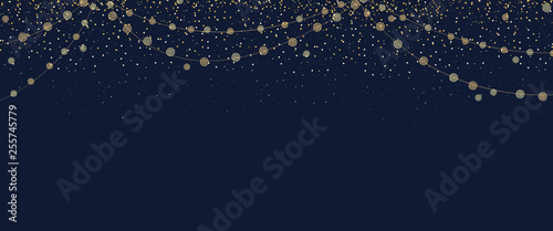 Vector illustration of light cords on a dark background. String Lights. Cheerful party and celebration