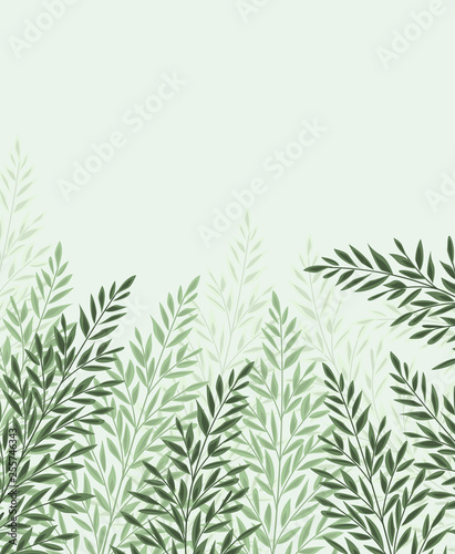 Vector illustration Natural background with green leaves. Fresh green leaves