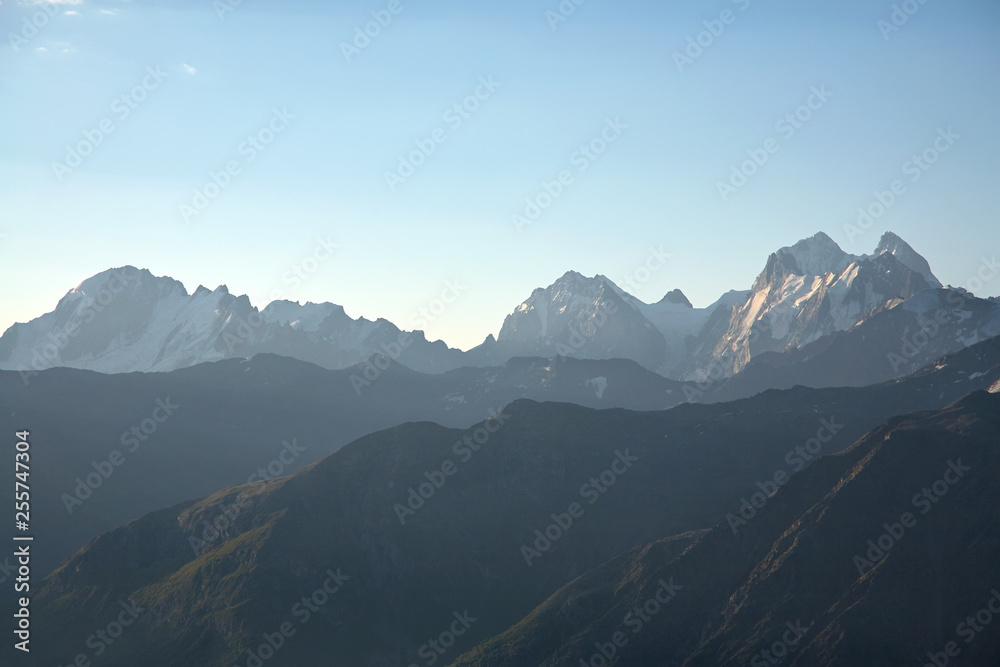 view of an alpine summer landscape. natural mountain background