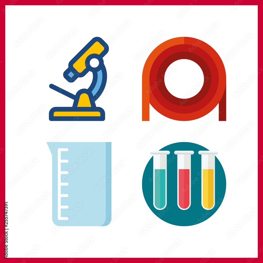 4 scientific icon. Vector illustration scientific set. beaker and test tubes icons for scientific works 4 scientific icon. Vector illustration scientific set. beaker and test tubes icons for scientific works