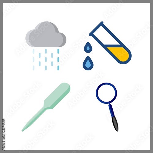 4 transparent icon. Vector illustration transparent set. test tube and rain icons for transparent works