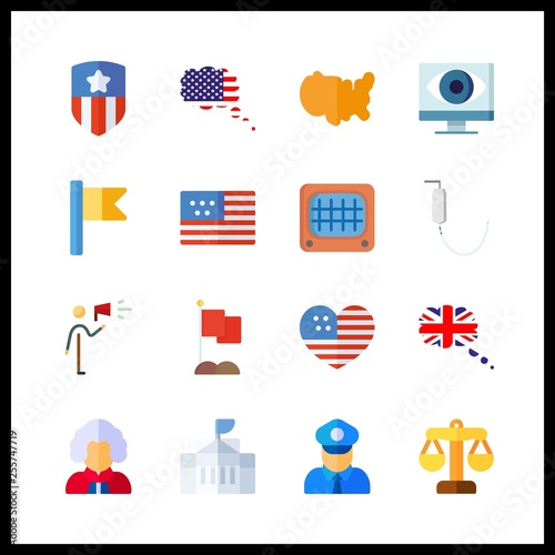 16 government icon. Vector illustration government set. white house and flag icons for government works