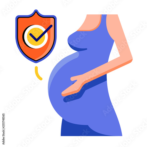 Maternity health insurance flat illustration