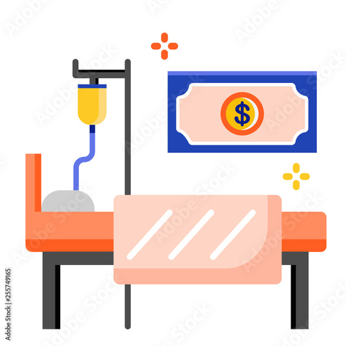 Hospital income ICU flat illustration