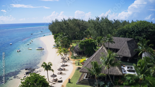 aerial view of a wonderful luxury tropical beach resort  Mauritius